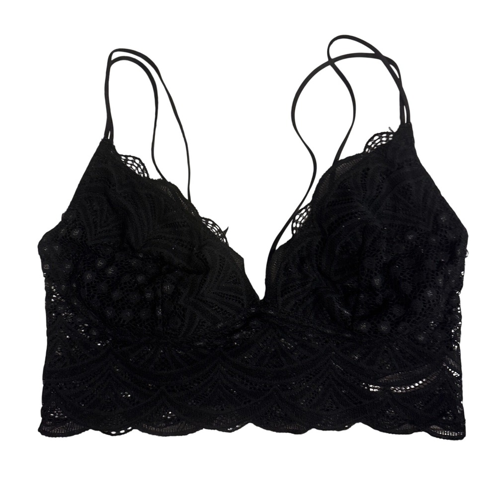 Auden Black Lace Lingerie Top Delicate Strappy Bralette Size S
